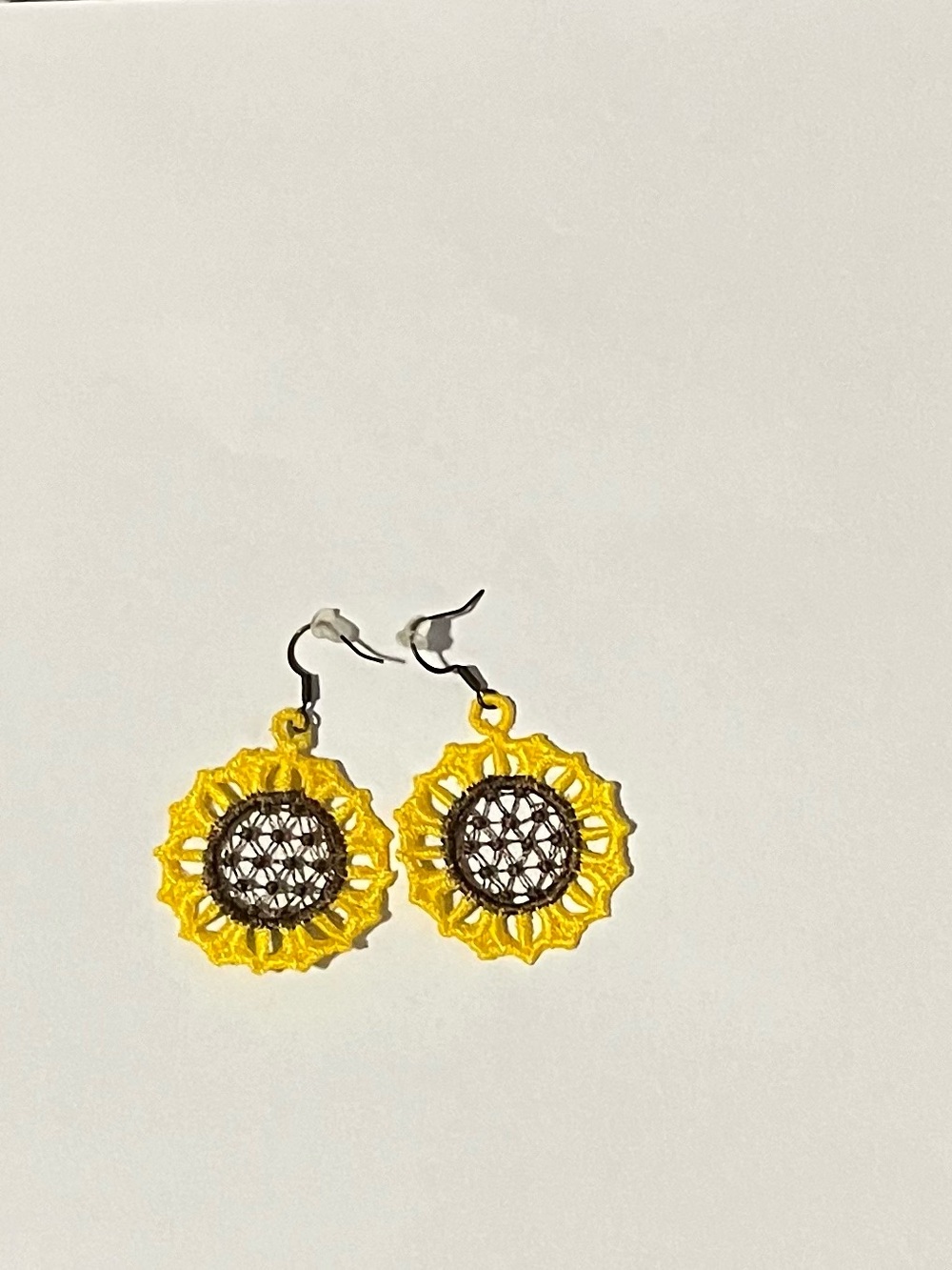 Handmade Yellow Sunflower Crochet Drop Earrings